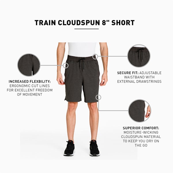 Cloudspun 8" Knitted Men's Training Shorts, Puma Black Heather, extralarge-IND